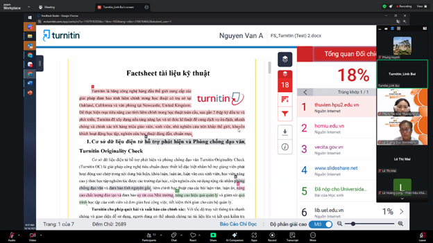 Chương trình tập huấn sử dụng phần mềm kiểm tra đạo văn Turnitin năm học 2025–2026