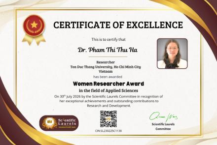 Nghiên cứu viên Trường Đại học Tôn Đức Thắng được vinh danh tại Scientific Laurels